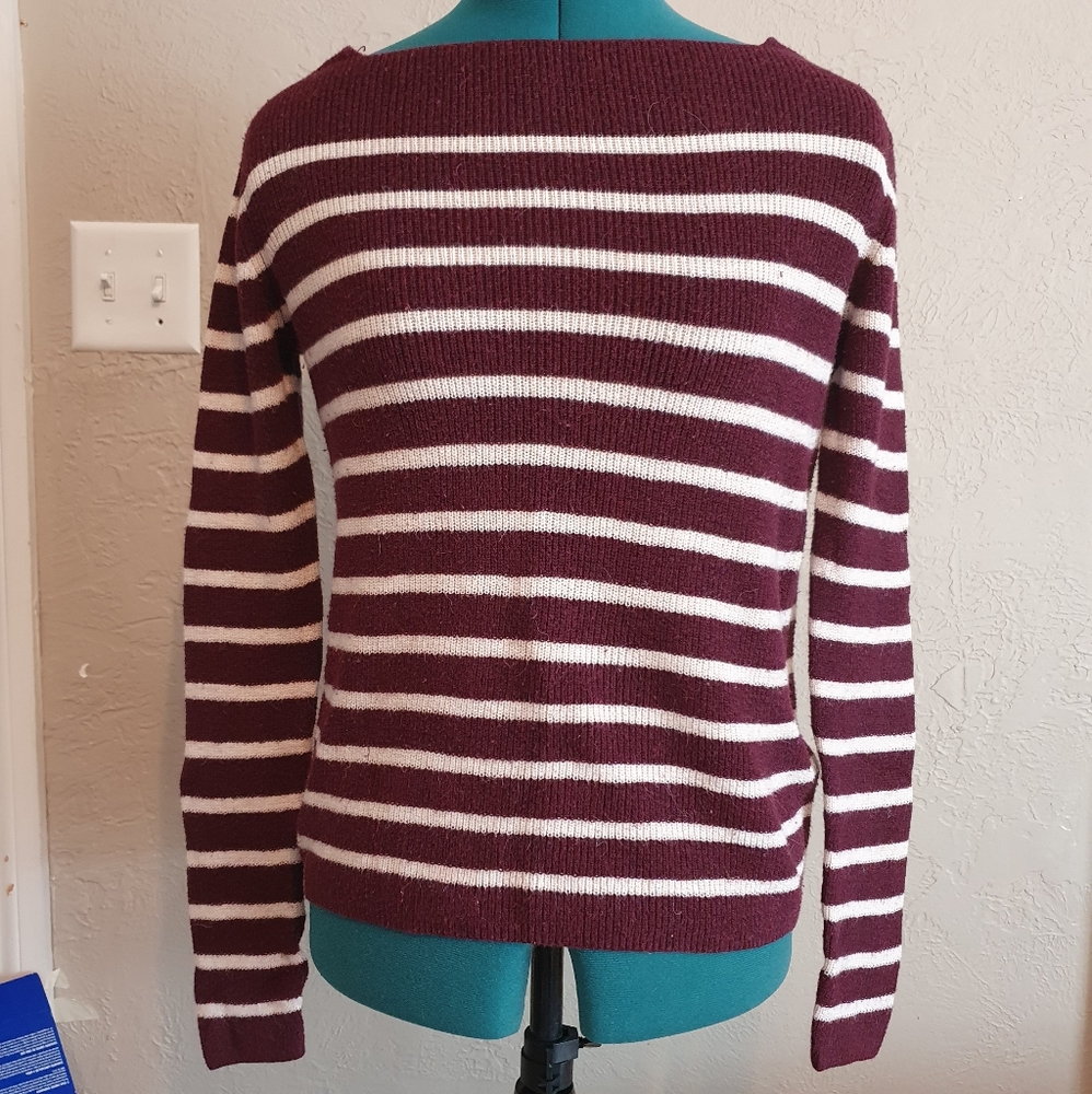 H&M Burgundy and White Striped Sweater